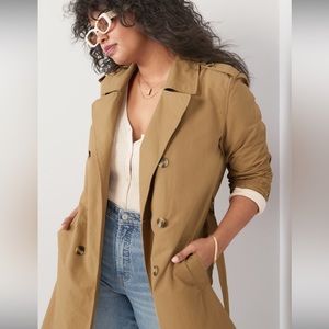 NWT Old Navy Water-Resistant Tie-Belt Trench
Coat, Acacia